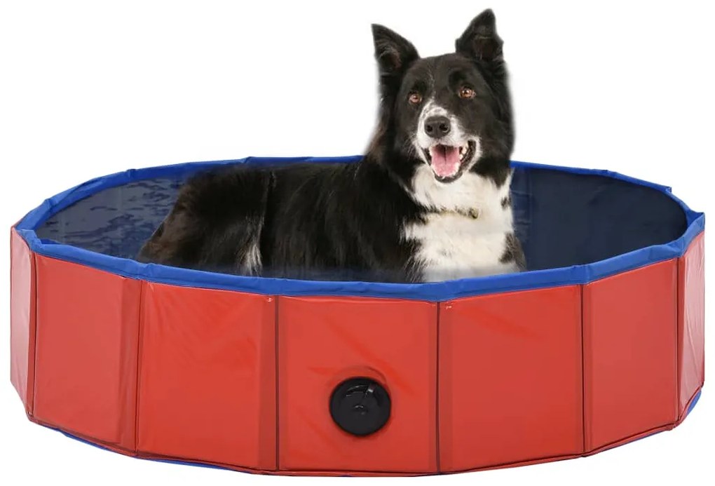 Piscina per cani pieghevole rossa 80x20 cm in pvc