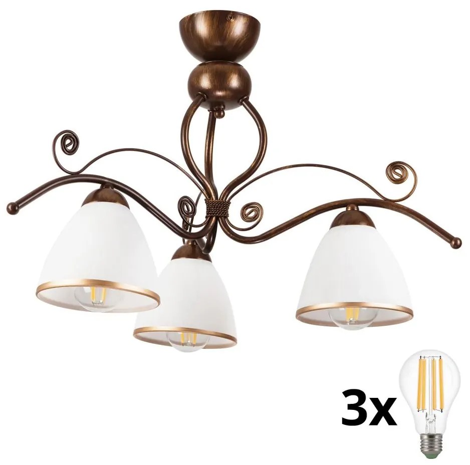 Brilagi - Lampadario a plafone LED ANTICO 3xE27/60W/230V patina di bronzo