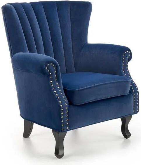 Poltrona Titan in velluto blu navy - H87 cm