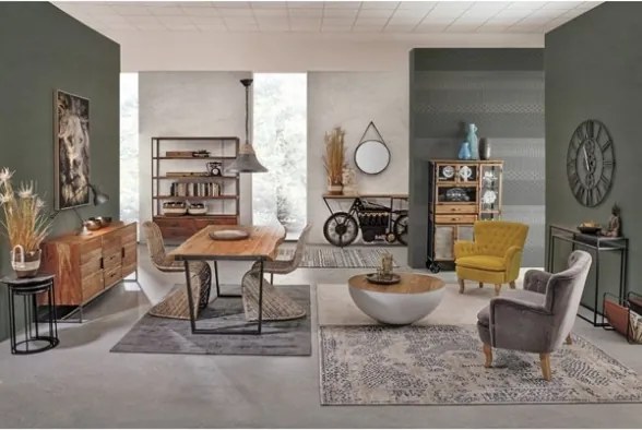 Tavolino Basso Tondo 90 Cm In Acciaio Piano In Legno Lancaster Bianco Bizzotto