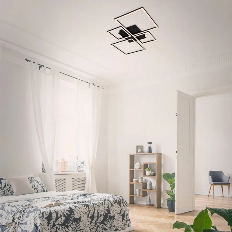 Plafoniera LED moderno Frame, nero 75x46.7 cm dimmerabile, 4000 lumen BRILONER