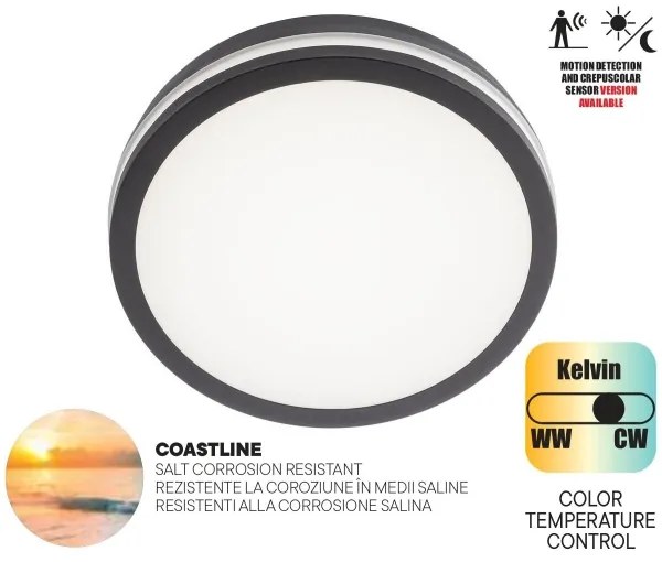 Redo 90290 - Plafoniera LED da esterno con sensore ISOLA LED/24W/230V IP54