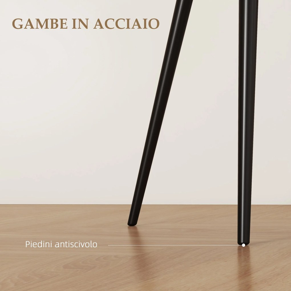 Set 2 Sedie Imbottite Stile Nordico 54x57x80 cm Tessuto Effetto Velluto Crema...