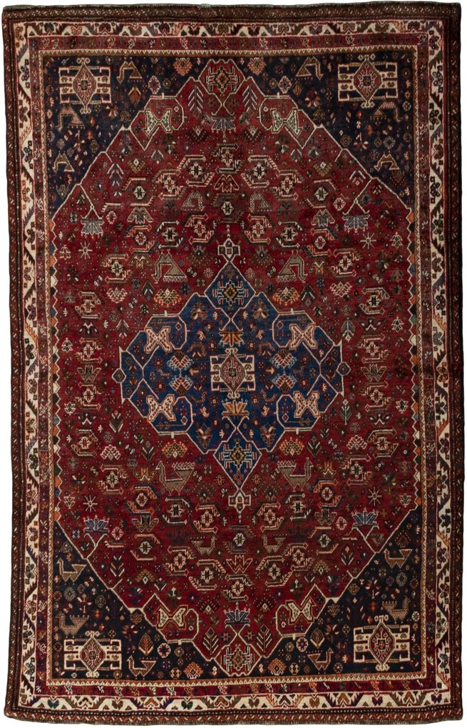 Shiraz Tappeto 170 x 260 Rosso (Iran) Annodato A Mano