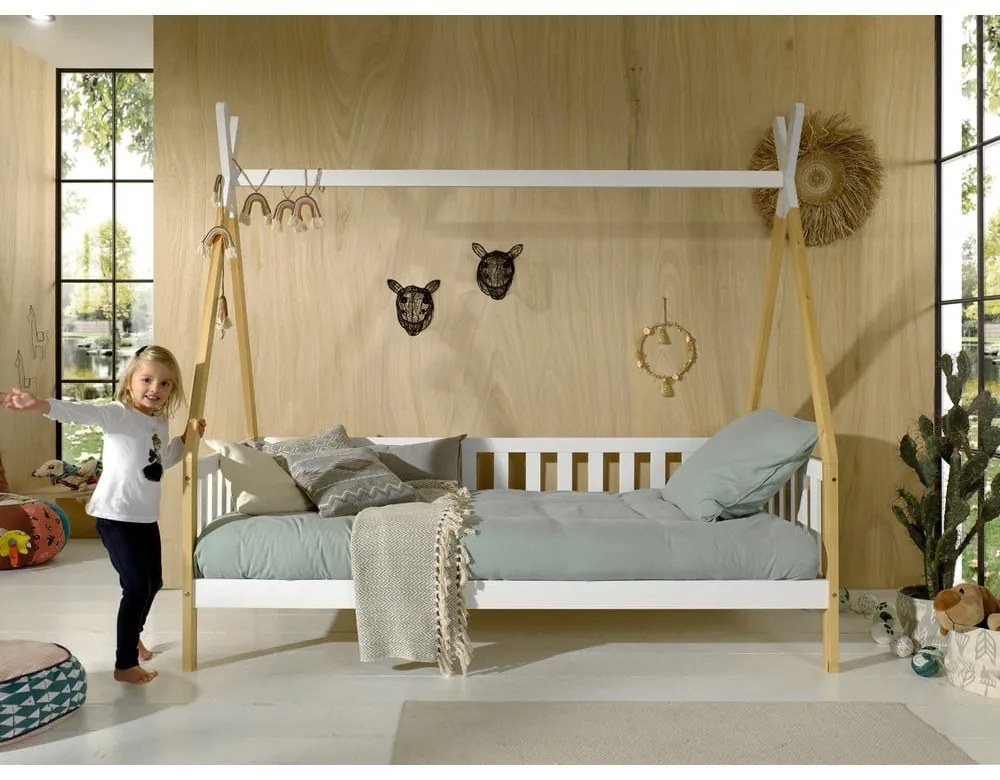 Letto per bambini bianco con barriera, 90 x 200 cm Tipi - Vipack