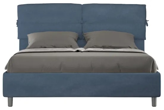 Letto contenitore da 160x190 in microfibra blu Nandy