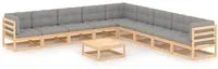 Set Divani da Giardino 10 pz con Cuscini Legno Massello di Pino cod mxl 41836