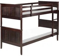 Letto a banca doppia con contenitore in legno di pino scuro singola misura 90 x 200 per bambini in cameretta