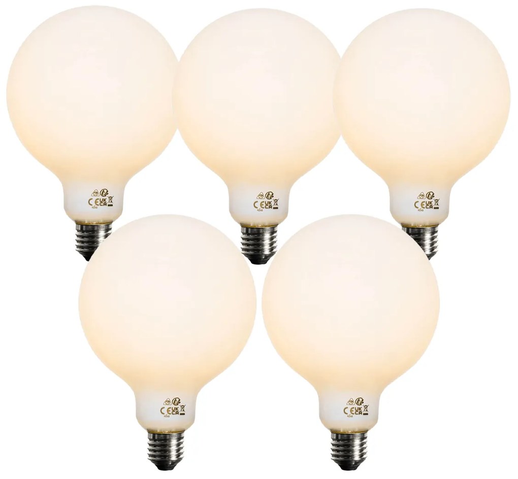 Set di 5 Lampadine LED E27 dimmerabili opale G125 5W 450 lm 2200K