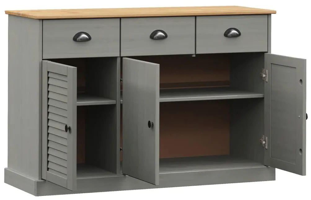 Credenza cassetti vigo 113x40x75 cm legno massello pino grigio