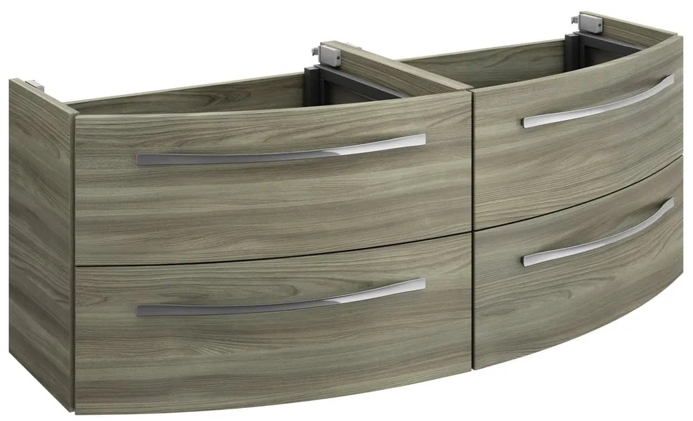 Mobile da bagno sotto lavabo PELIPAL grigio L 130 x H 48 x P 48 cm 4 cassetti, lavabo non incluso