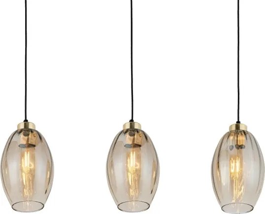 Lampadario LED a sospensione su cavo SEBO 3xE27/15W/230V nero/beige fumoso