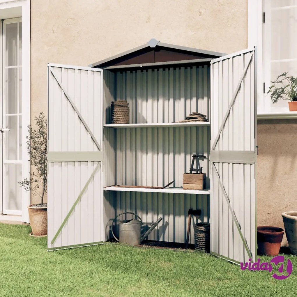 vidaXL Capanno da Giardino Marrone 116x45x175 cm in Acciaio Zincato