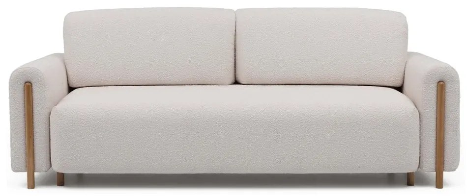 Divano beige/color crema allungabile/con contenitore e rivestimento in bouclé 244 cm Arcadova – ELTAP