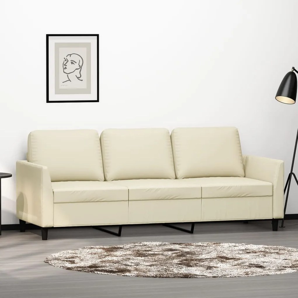Divano A 3 Posti Crema 180 Cm İn Similpelle /