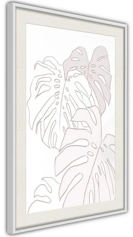 Poster  Beige Leaves  Cornice Quadri Cornice nera con pass-partout, Larghezza x Altezza Home decor 20x30