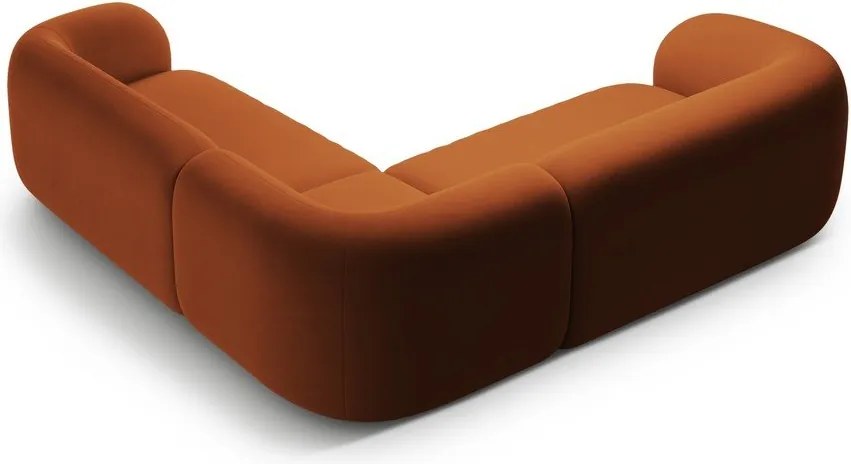 Divano angolare color terracotta con rivestimento in velluto Kate – Micadoni