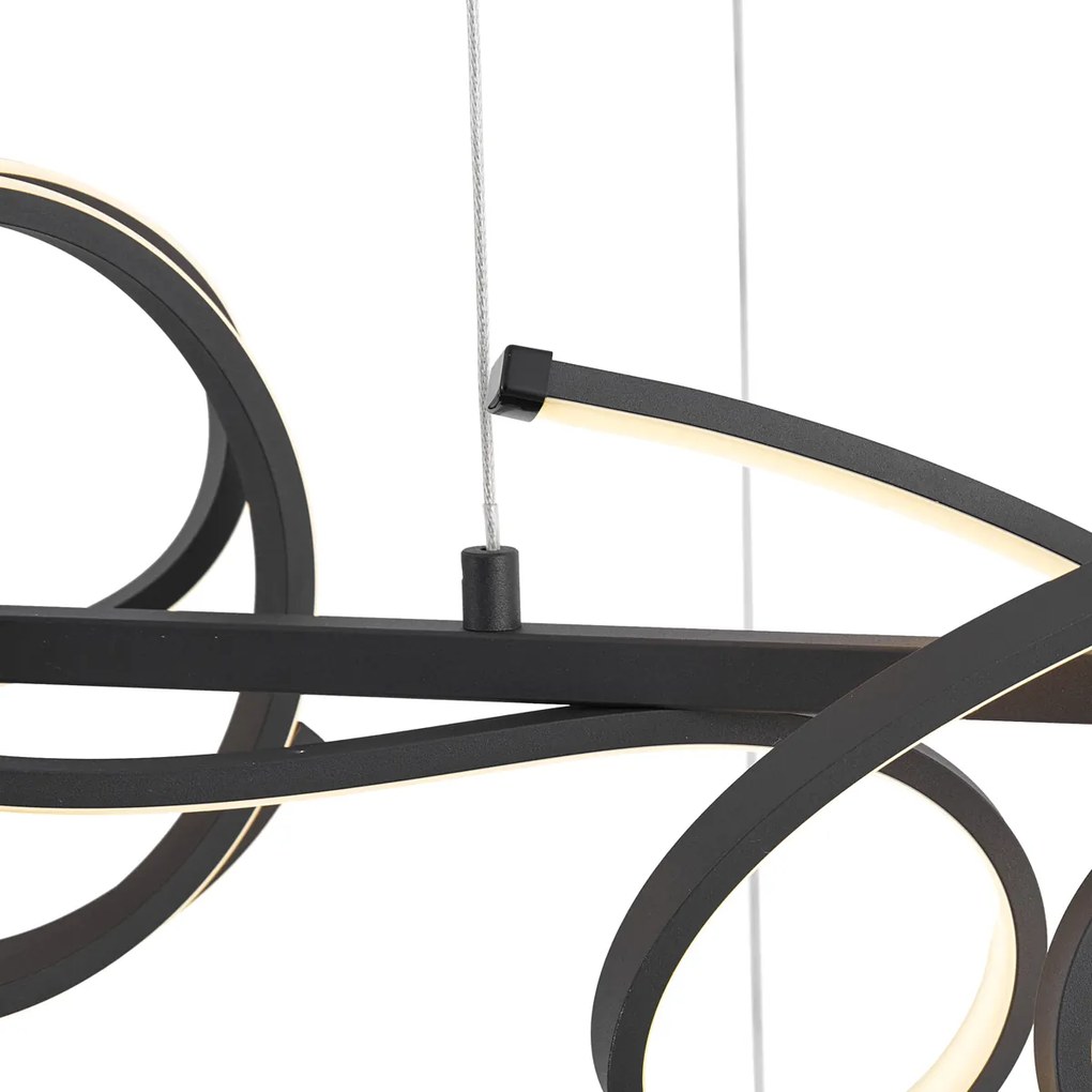 Lampada a sospensione di design allungata nera dimmerabile a 3 fasi - Krisscross