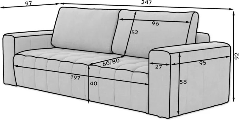 Divano marrone chiaro allungabile/con contenitore e rivestimento in velluto 247 cm Lazaro – ELTAP