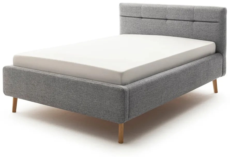Letto matrimoniale imbottito grigio con contenitore con rete inclusa 140x200 cm Lotte – Meise Möbel