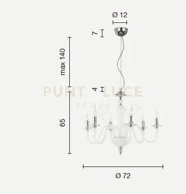 Lampadario debussy 6 luci borgogna e oro attacco e14 d.72cm