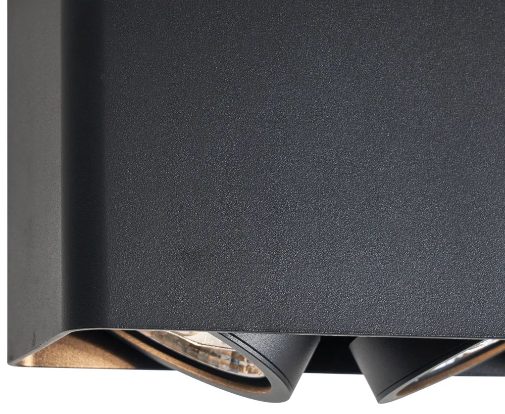 Faretto di design da superficie nero GU10 70mm 2-luci orientabile e inclinabile - Vox