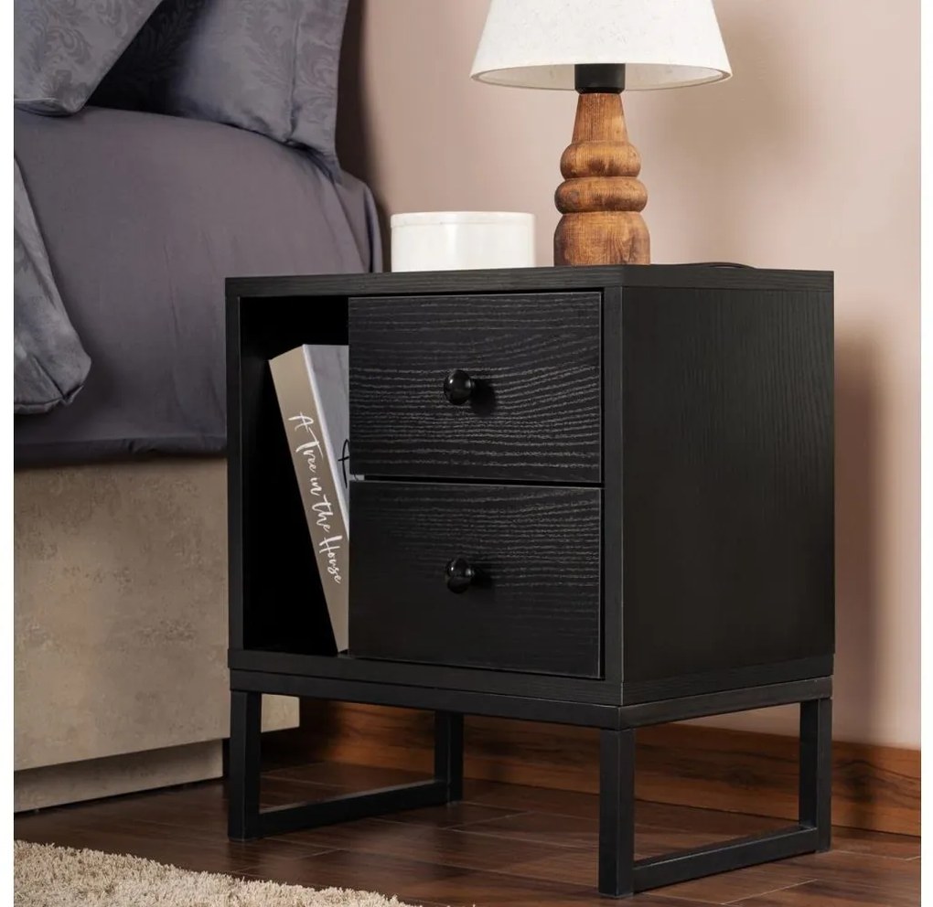 Comodino GLIMMER 50x45,2 cm nero