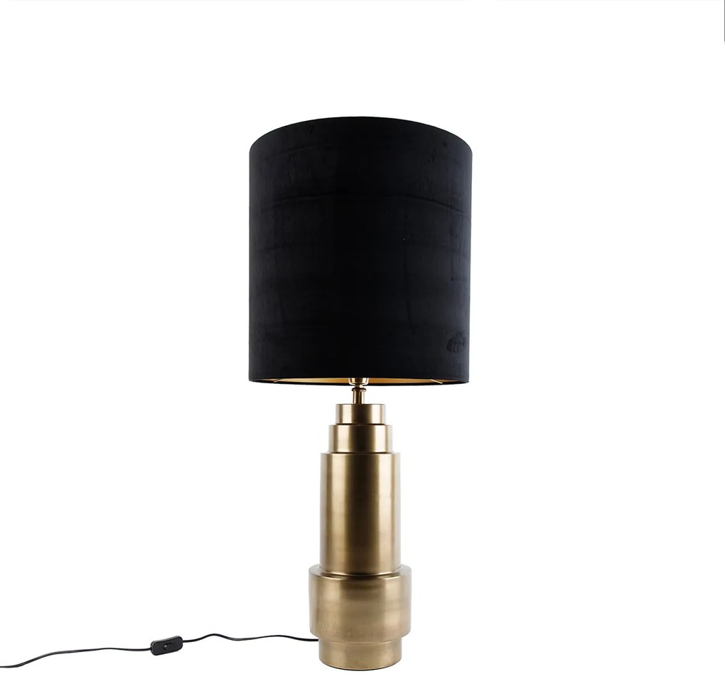 Lampada da tavolo velluto bronzo nero con oro 40 cm - Bruut