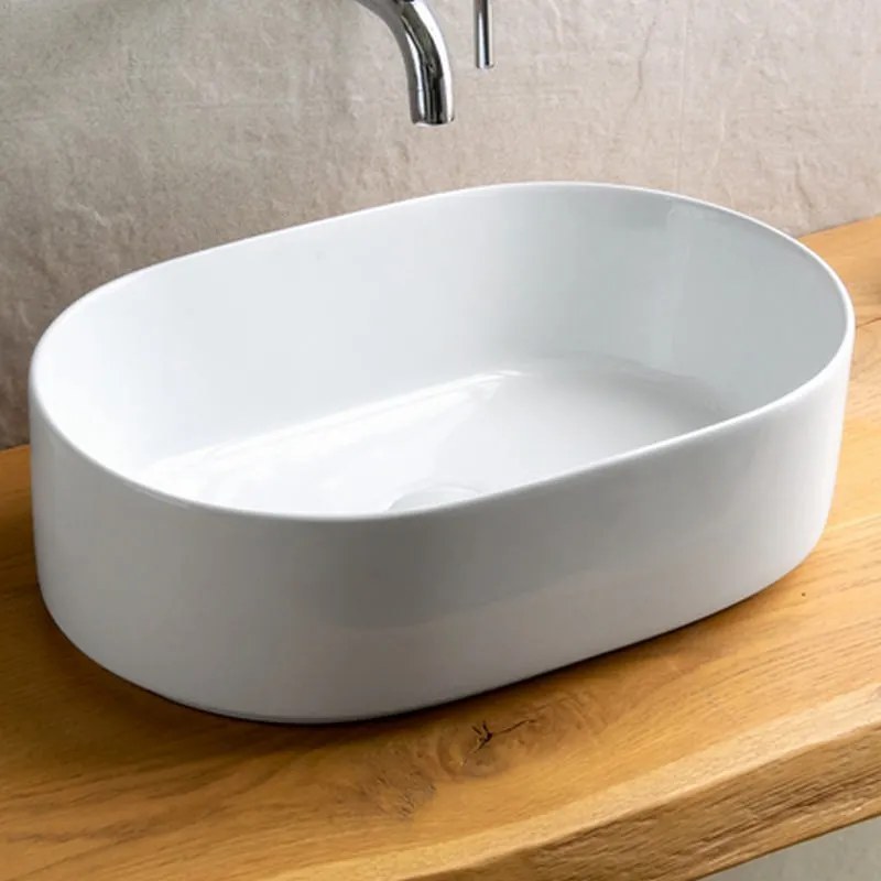 Kamalu - lavandino bagno da appoggio ovale 46cm | kly-4600