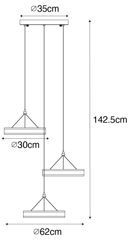 Lampada a sospensione nera rotonda con LED dimmerabile a 3 livelli 3 luci - Lyani
