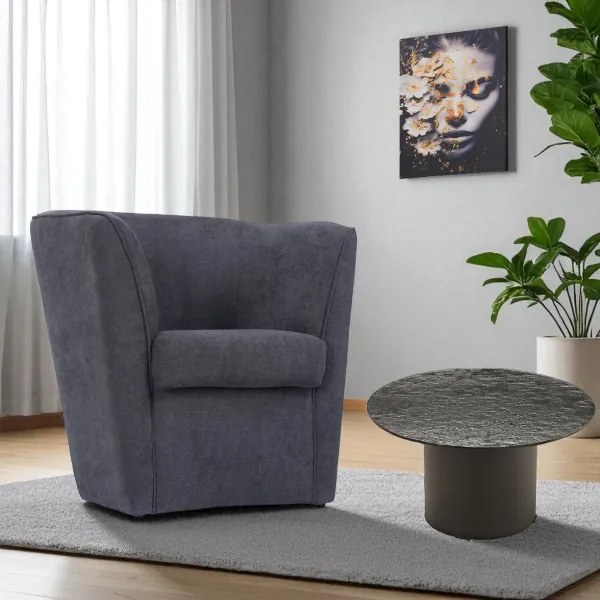 Poltrona moderna Grigio in tessuto antimacchia imbottita