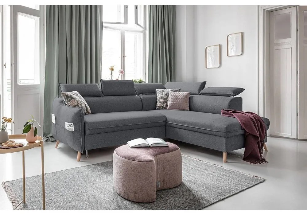 Divano letto angolare grigio scuro (angolo destro) Sweet Harmony - Miuform
