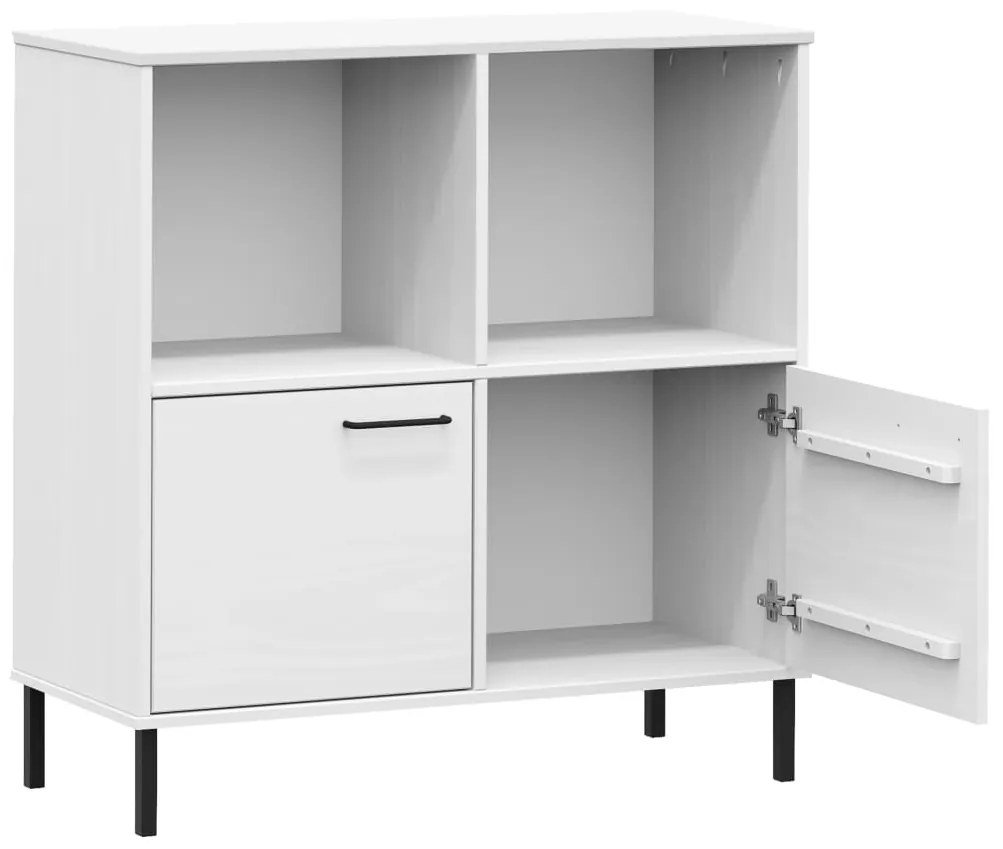 Libreria gambe metallo bianco 90x35x90,5 cm legno massello oslo