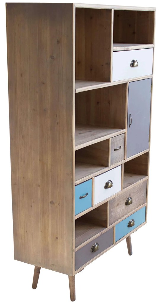 ADELINE - mobiletto 6 ripiani 1 anta 7 cassetti in mdf multicolor