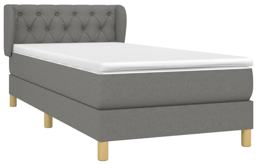 Giroletto a molle con materasso grigio scuro 80x200 cm tessuto