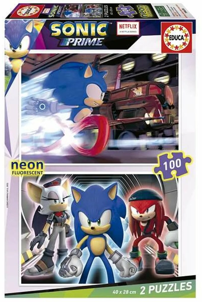 Set di 2 Puzzle Educa Neon Sonic 100 Pezzi