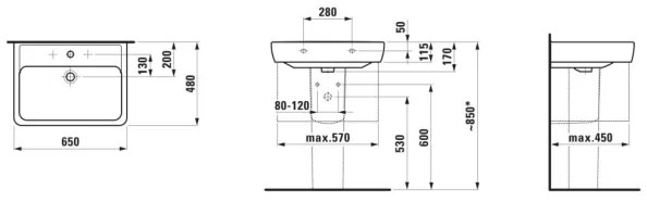 LAUFEN H8189530001041 - Lavabo da appoggio/sospeso PRO 65x48 cm ceramica/bianco