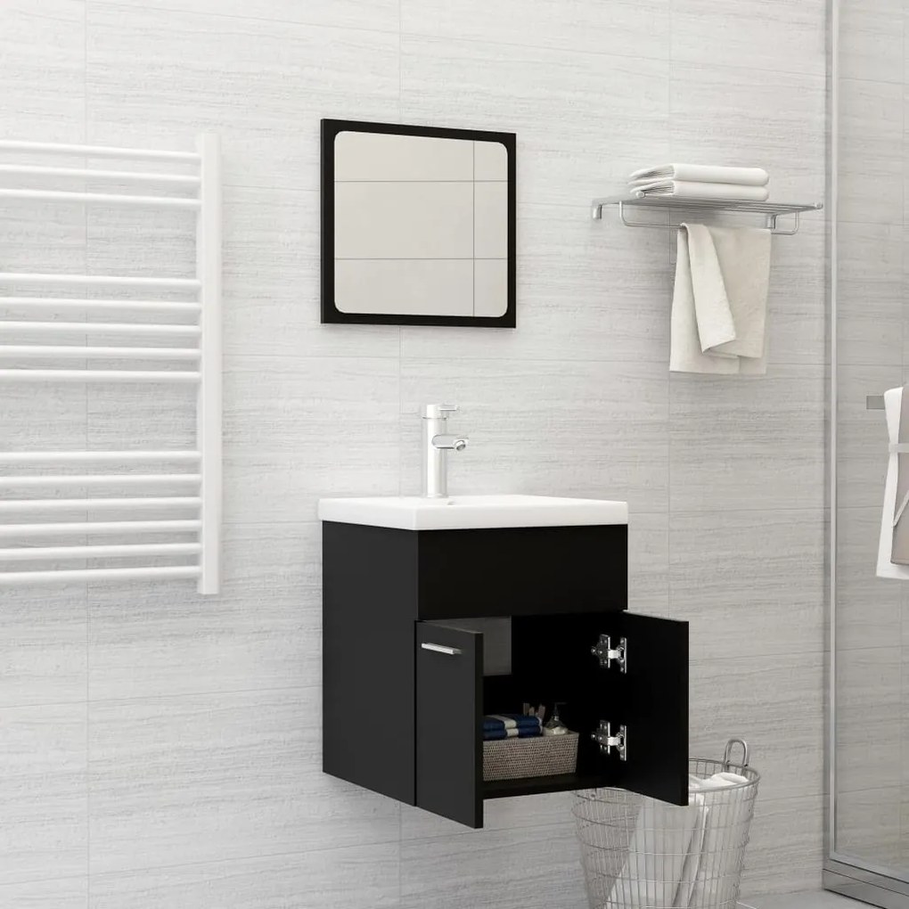 Set mobili da bagno nero in truciolato