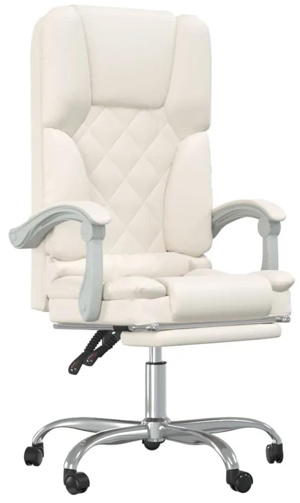 Poltrona da ufficio massaggiante reclinabile crema similpelle