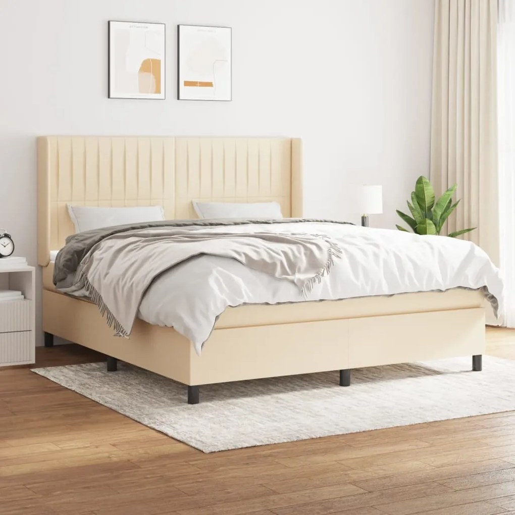 Giroletto A Molle Con Materasso Crema 160x200 Cm İn Tessuto /