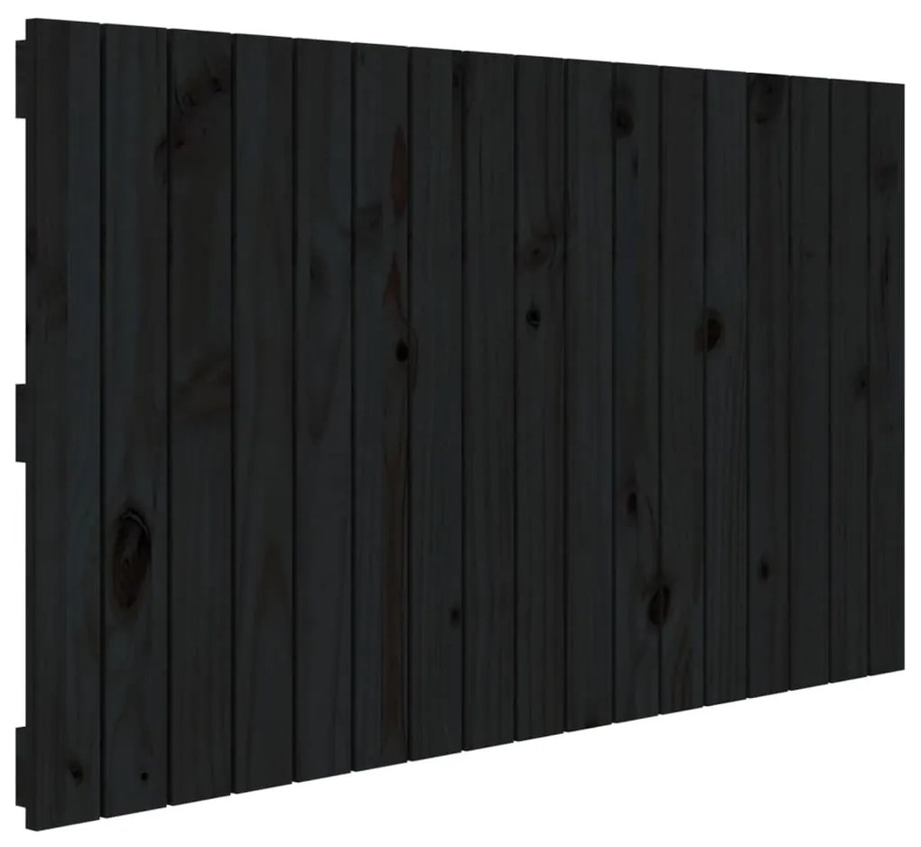 Testiera da Parete Nera 108x3x60 cm in Legno Massello di Pino