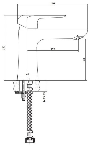 Cersanit S951-359 - Rubinetto del lavandino CITY 15 cm cromo lucido
