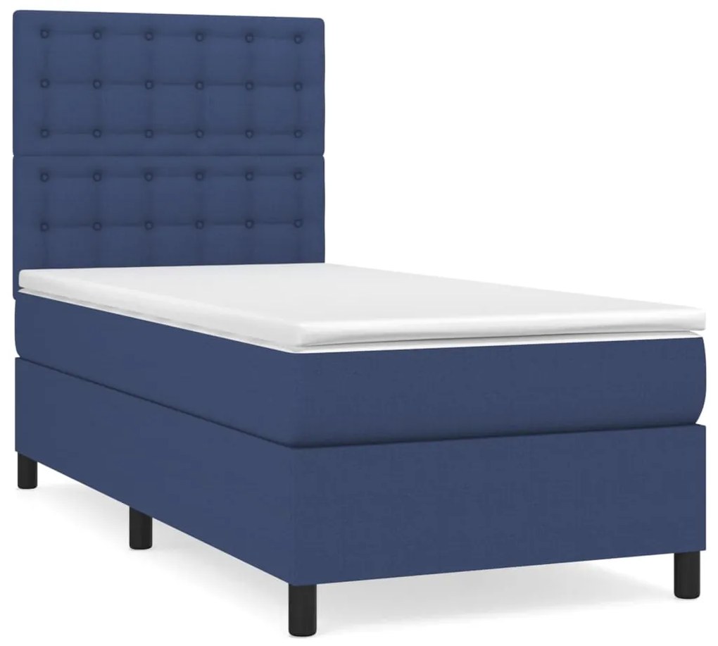 Giroletto a molle con materasso blu 90x190 cm in tessuto