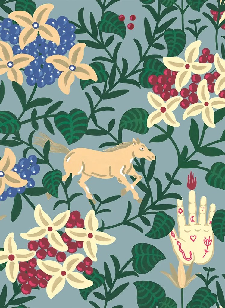 Coordonne Carta da parati Neo-Flowery - Blue