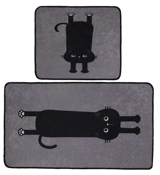 Set di tappetini per il bagno neri/grigi 2 pz 60x100 cm Comfort – Foutastic