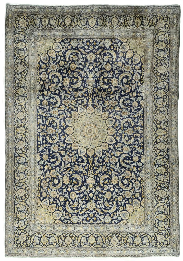 Kashan Tappeto 250 x 370 Blu (Iran) Annodato A Mano