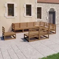 Set Divani da Giardino 9 pz Marrone Miele in Massello di Pino cod mxl 37544