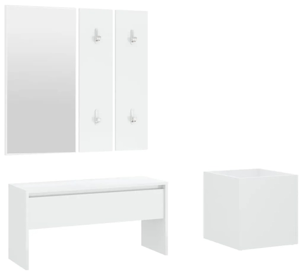 Set di mobili da corridoio bianco in legno multistrato