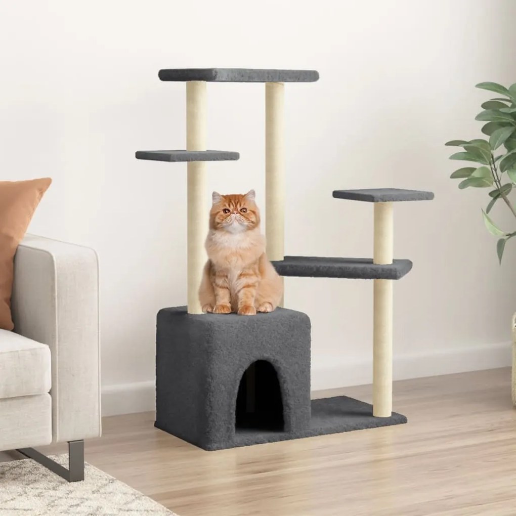 Albero per gatti con tiragraffi in sisal grigio scuro 107,5 cm