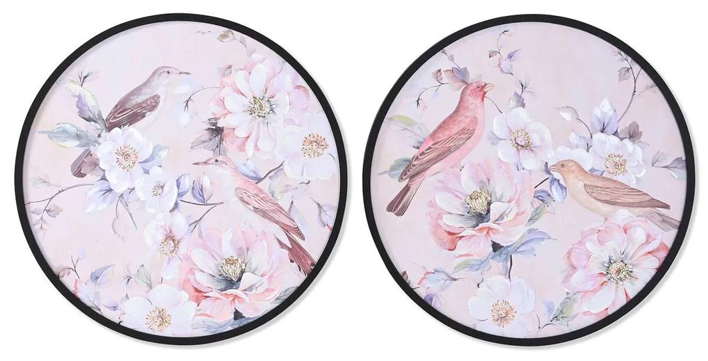 Quadro DKD Home Decor Romantico Uccelli (2 Unità) (70 x 3 x 70 cm)